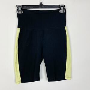 BP Womens Bike Shorts Small Black Stretch Cotton Mid Rise Sporty Contrast Panels
